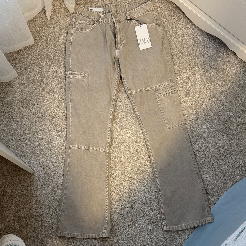 Zara Stone Gray Utility cargo Pants